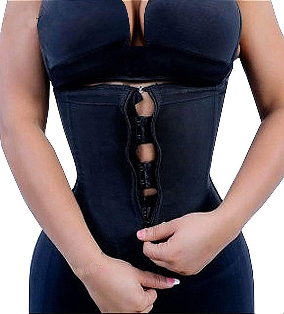 YIANNA Latex Waist Trainer Corsets Zipper Underbust Sport Girdle Hourglass Body Shaper for Women