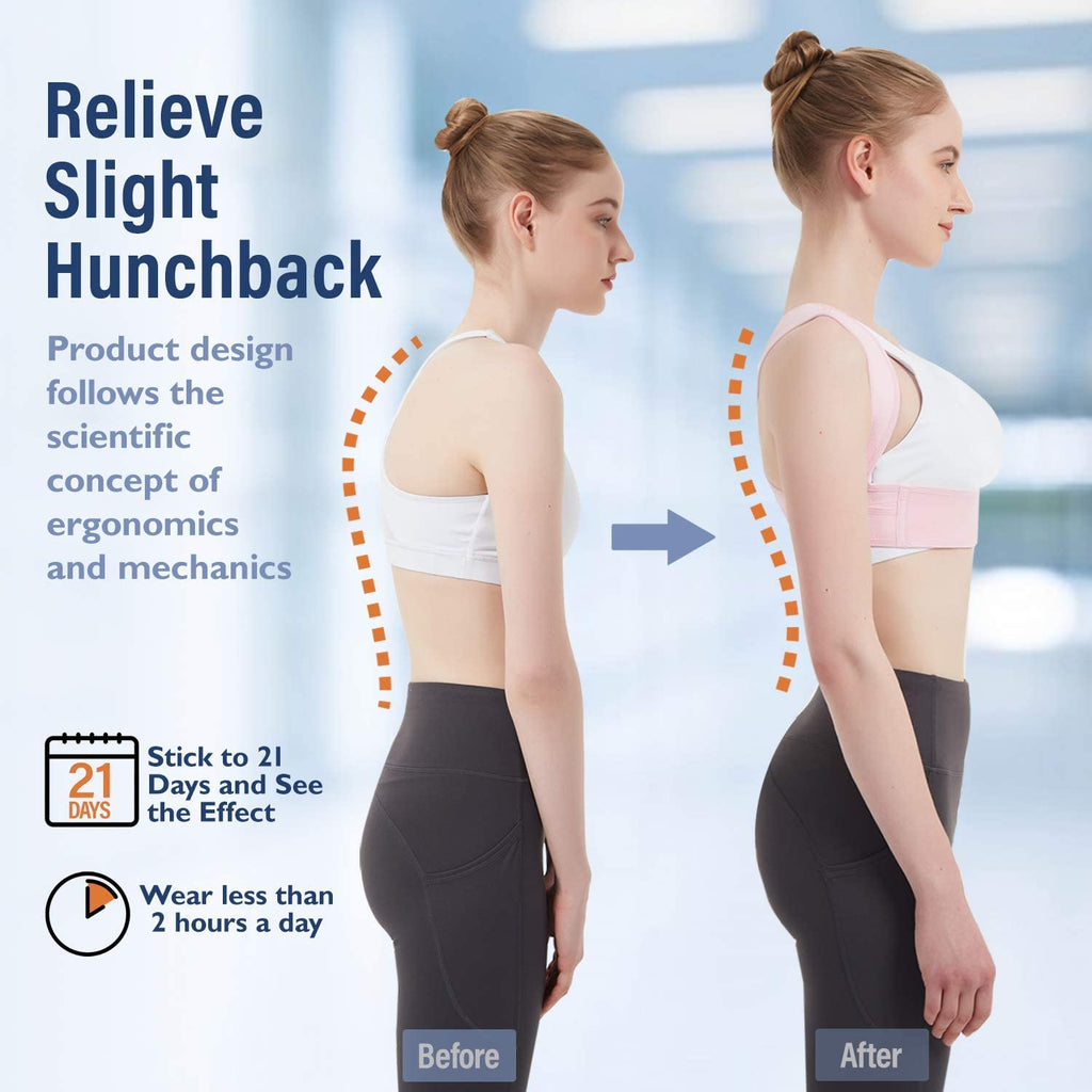 Posture Corrector for Women and Men, Vicorrect Adjustable Upper Back Brace for Clavicle Support and Providing Pain Relief from Neck, Shoulder, and Upper Back S-M (25"-35")