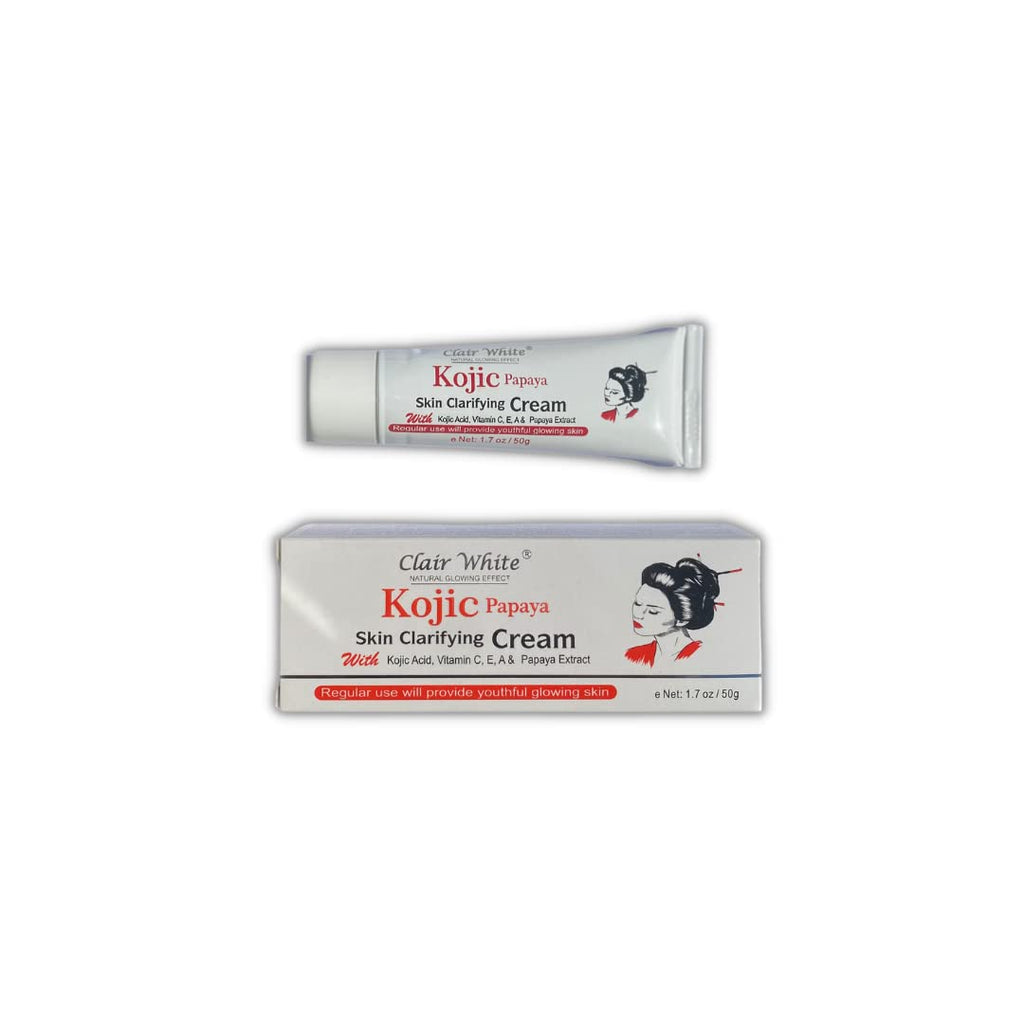 Clair White Natural Glowing Effect Kojic Acid with Papaya Extracts - Skin Clarifying Cream 1.7 Oz / 50G