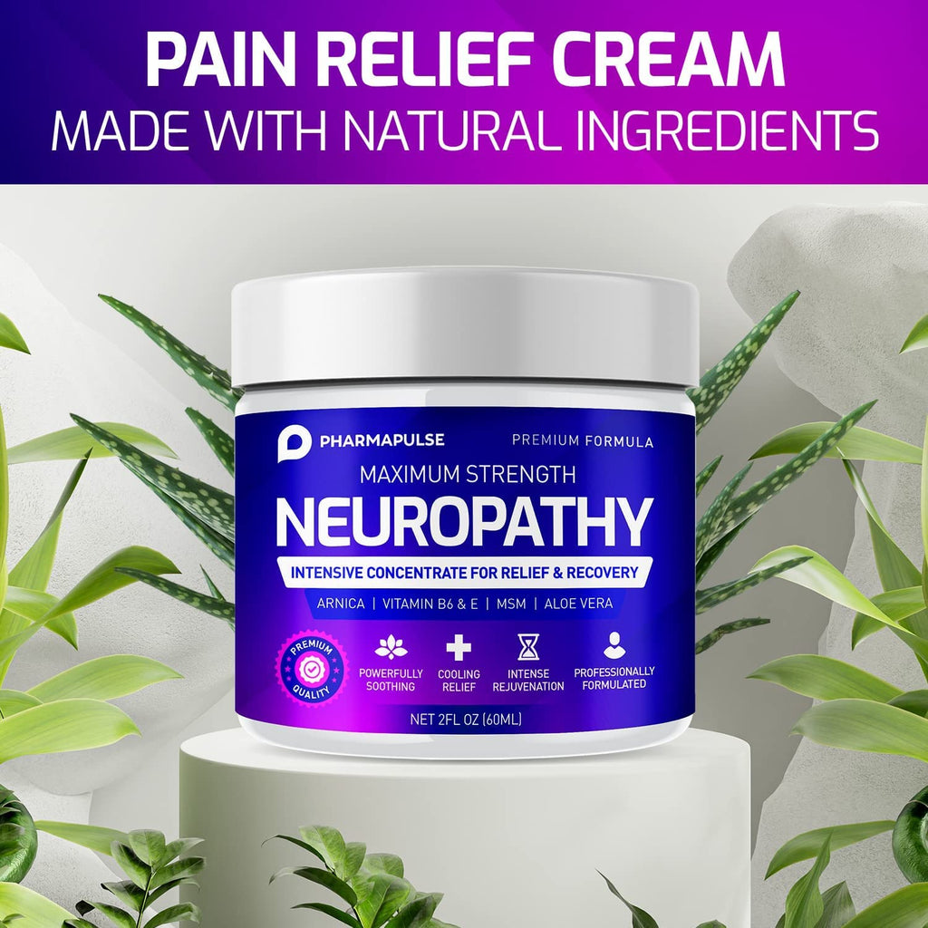 Neuropathy Nerve Therapy & Relief Cream - Maximum Strength Relief Cream for Foot, Hands, Legs, Toes Includes Arnica, Vitamin B6, Aloe Vera, MSM - Scientifically Developed for Effective Relief 2Oz