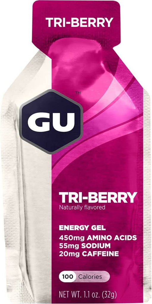 "Boost Your Performance with GU Energy Original Sports Nutrition Energy Gel - Tri-Berry Flavor, 8-Count Pack!"