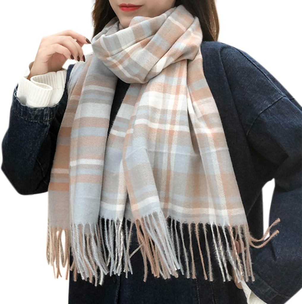 "Cozy up in Style with Ysense Women's Chunky Oversized Plaid Blanket Scarf - The Perfect Winter/Fall Accessory for Warmth and Fashion"