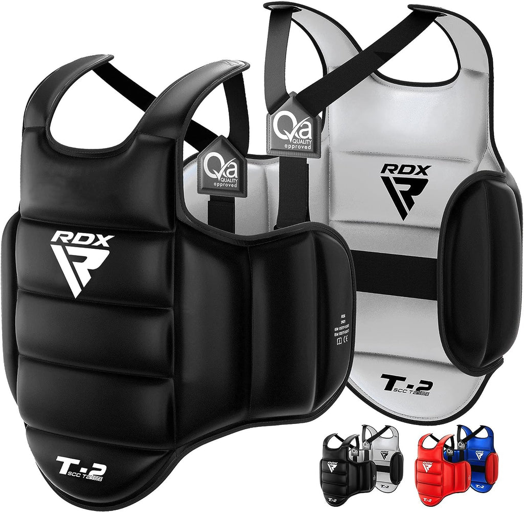 RDX Boxing Body Protector Reversible, Kickboxing MMA Muay Thai Chest Guard, Sparring Training Heavy Punching, Adjustable Shield, Martial Arts Upper Belly Protection Pad, Taekwondo TKD Vest