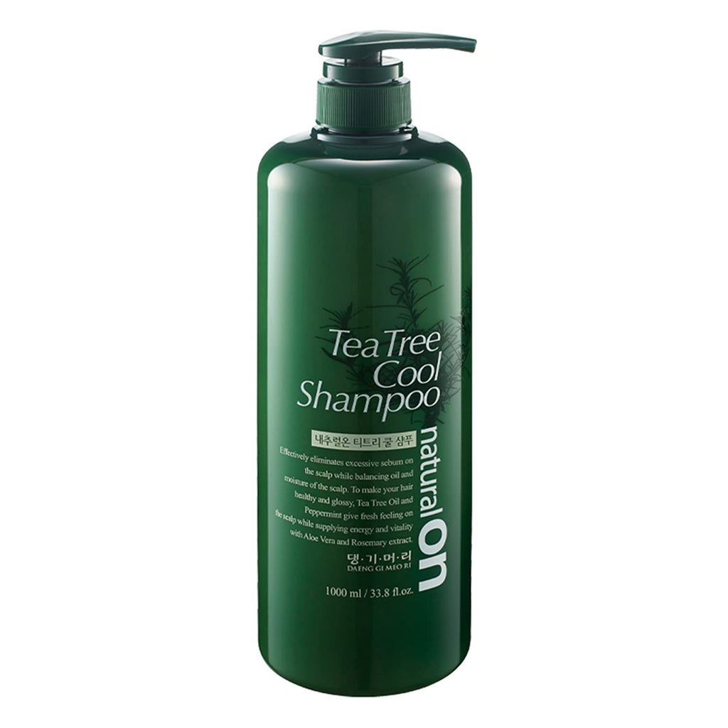 Daeng Gi Meo Ri-Tea Tree Cool Shampoo, Tea Tree Oil and Aloe Vera Extracts Give a Refreshing Feeling to Oily Hair, Moisture to Dry Hair, Soft and Mild Cleansing Effect, 1000Ml