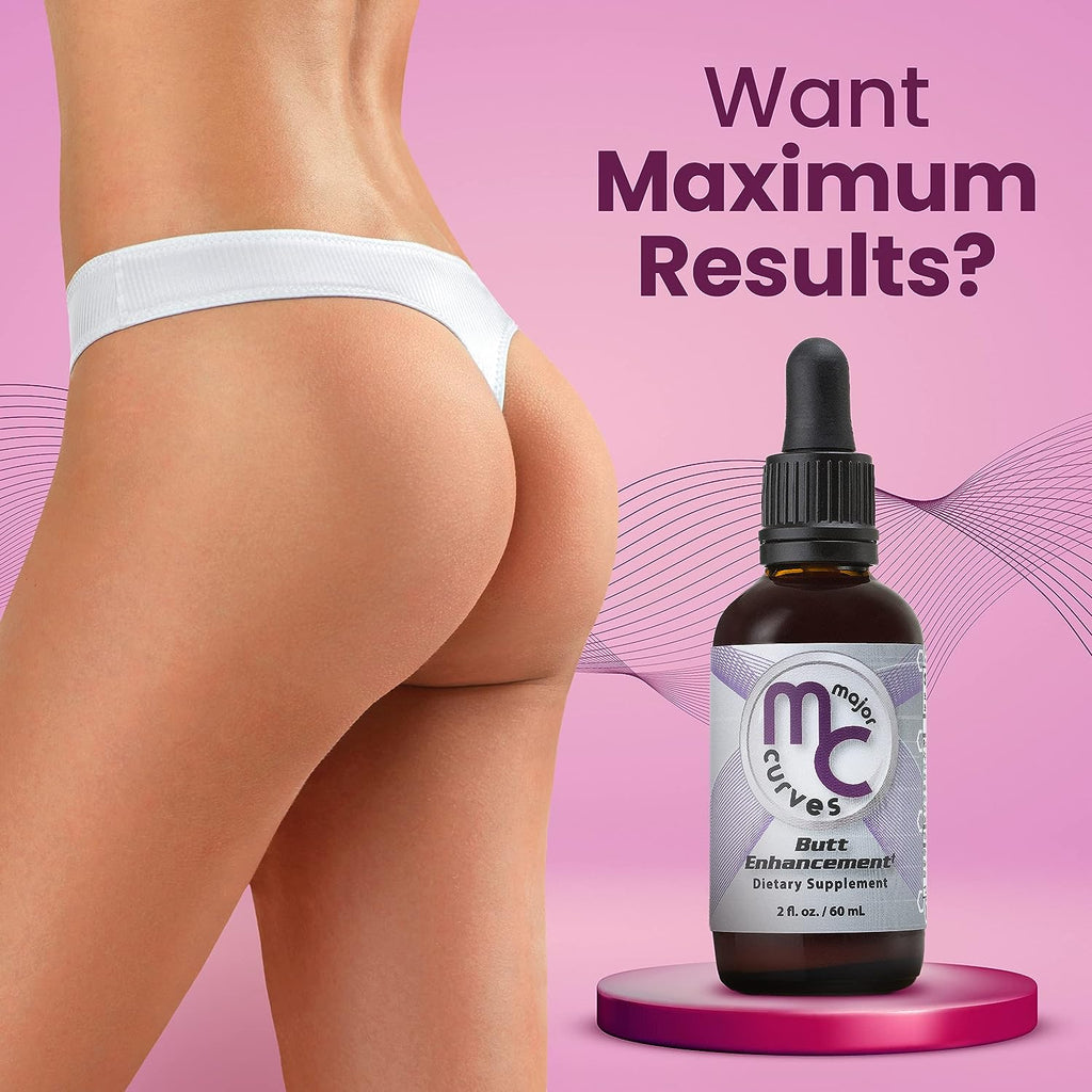 Major Curves Butt Enhancement Drops - Premium Booty Building Supplements, Bigger Butt Pills for Women, Featuring Aguaje and Maca Extract - Fast-Acting Liquid for Fuller, Lifted, Toned Appearance