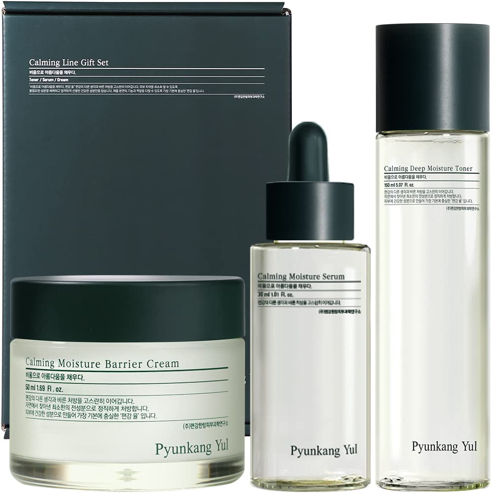 "Ultimate Calming Skincare Gift Set - Achieve Daily Moisturized and Soothed Skin with PYUNKANG YUL's Korean Facial Essentials: Toner, Serum, Cream. Perfect for Acne Prone & Sensitive Skin | Vegan & Cruelty-Free"