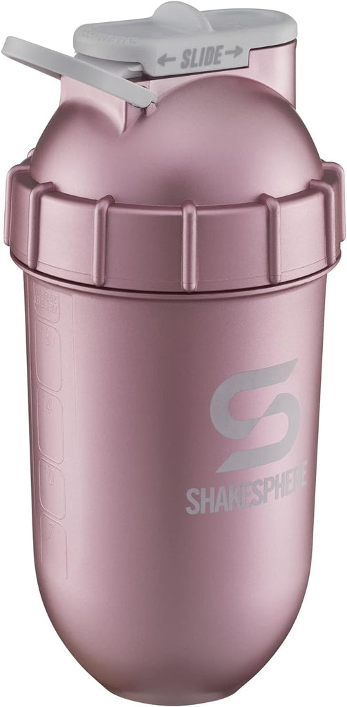 "SHAKESPHERE Tumbler: The Ultimate Protein Shaker and Smoothie Cup - 24 Oz of Blending Perfection, No Blending Ball Needed! - Fuel Your Workout with a Bladeless Blender Cup - Pre Workout Mixer for the Gym - Elegant Rose Gold Design"
