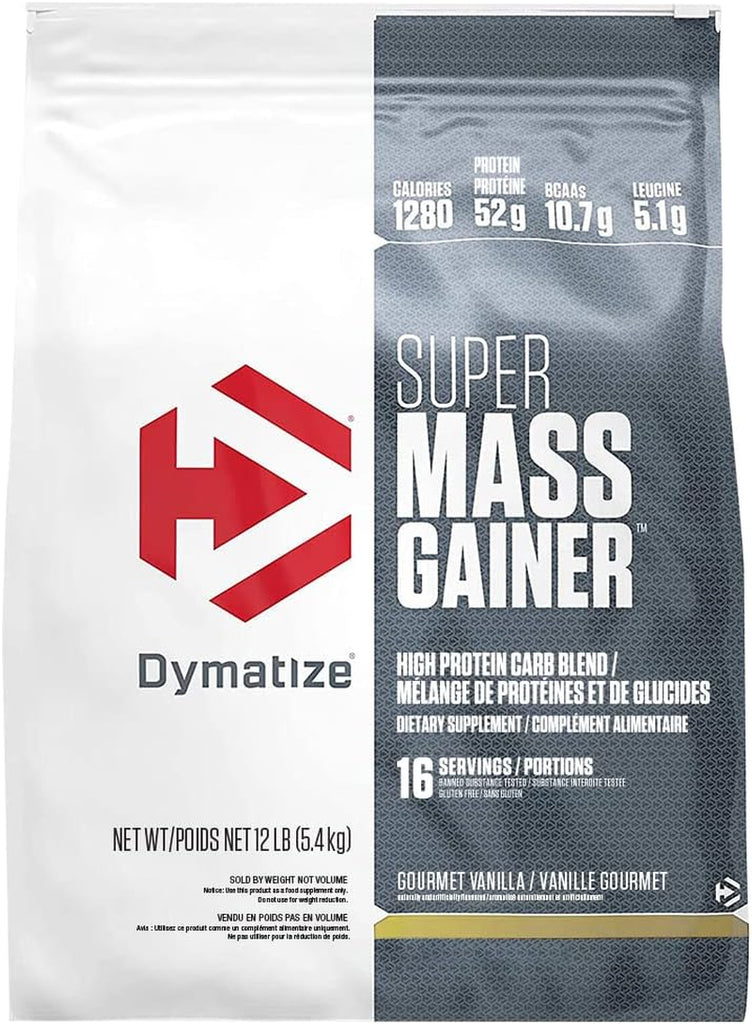 Dymatize Super Mass Gainer Protein Powder, 1280 Calories & 52G Protein, 10.7G Bcaas, Mixes Easily, Tastes Delicious, Gourmet Vanilla 12 Lbs - Free & Fast Delivery