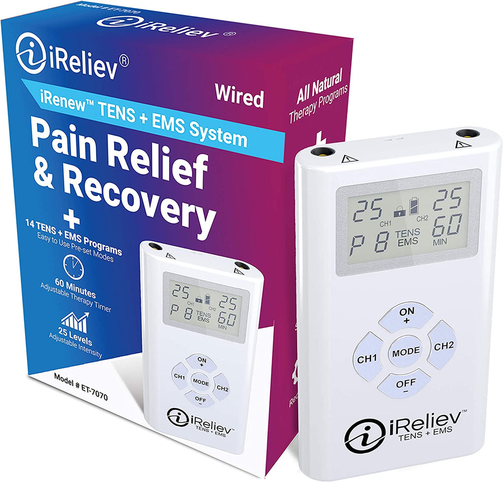 TENS Unit and EMS Muscle Stimulator Combination for Pain Relief, Arthrits and Muscle Recovery - Treats Tired and Sore Muscles in Your Shoulders, Back, Ab'S, Legs, Knee'S and More