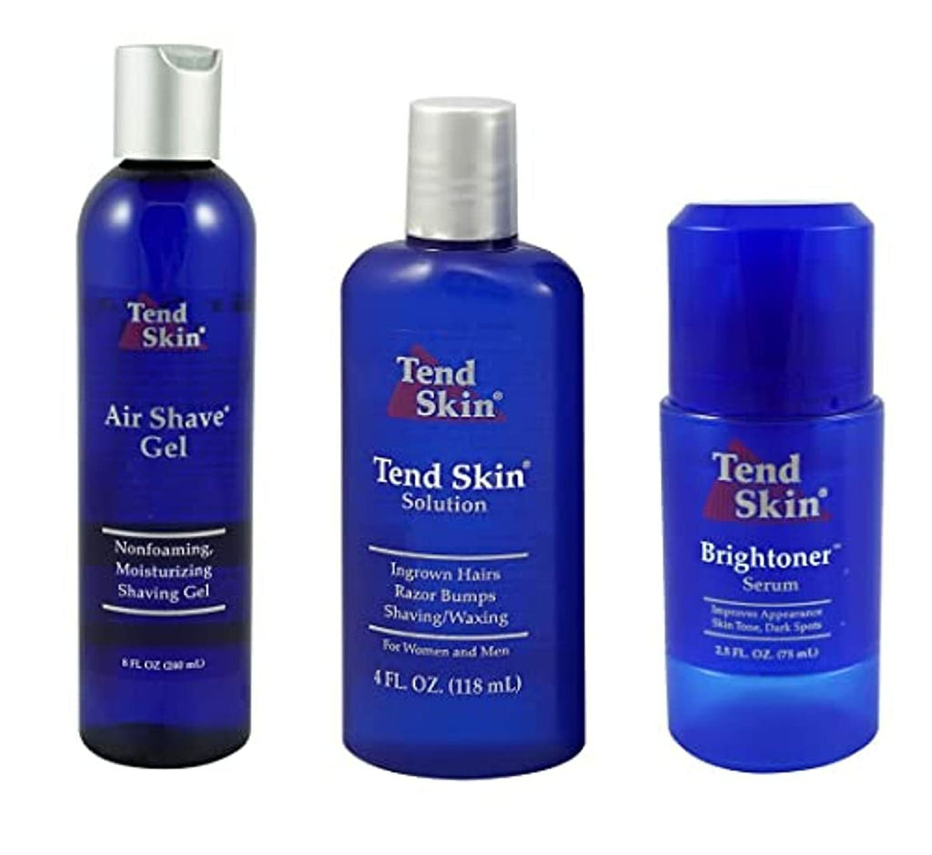 Tend Skin Women's Shaving Kit for Razor Bumps, Ingrown Hair, Dark Spots - Complete Skin Care Solution with Air Shave Gel, Post Shave Solution, Brightoner Serum