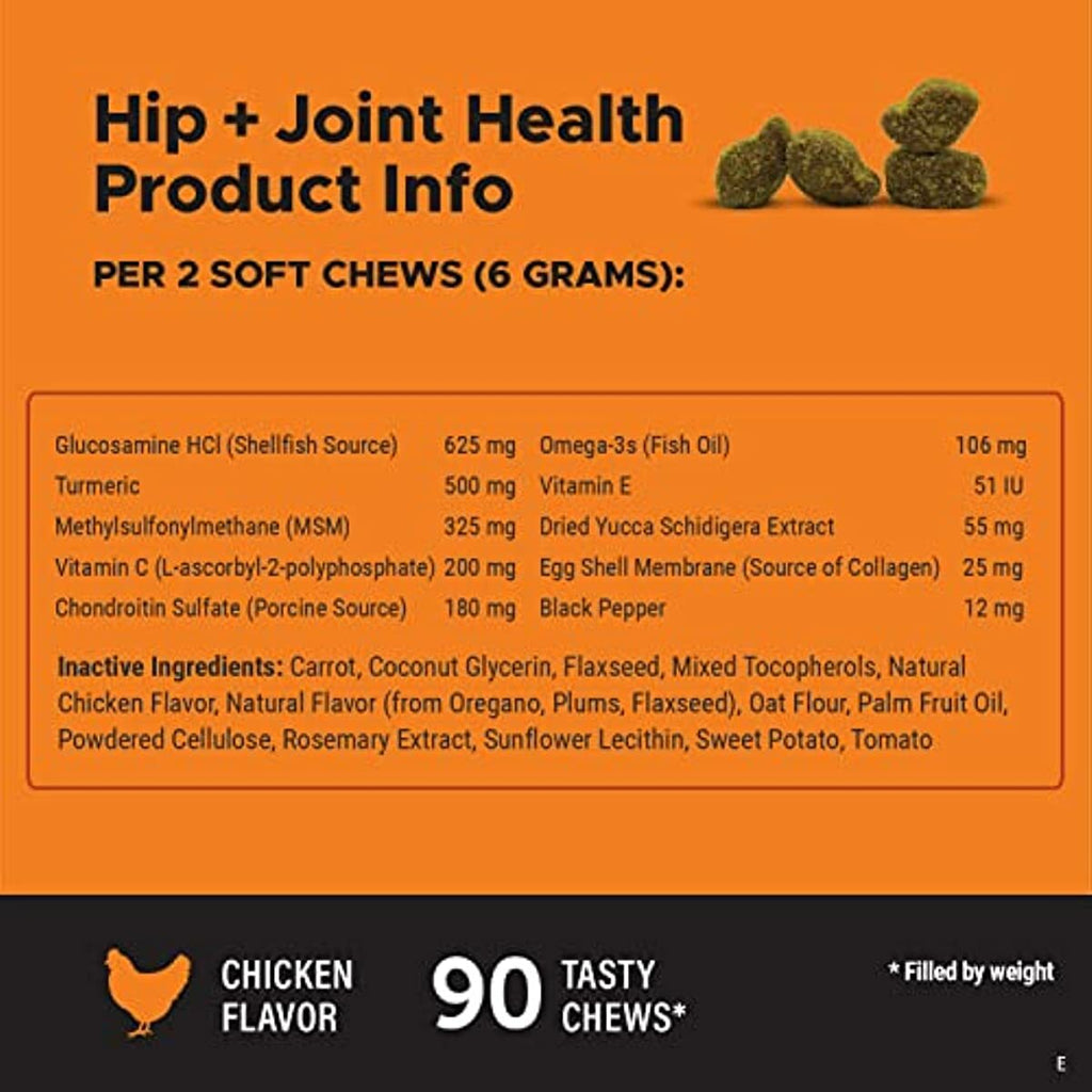 PetHonesty Hip & Joint Health - All-Natural Joint Supplement Support for Dogs & Cats - Glucosamine Chondroitin, MSM, Turmeric - Advanced Pet Joint Support and Pet Mobility - May Reduce Discomfort