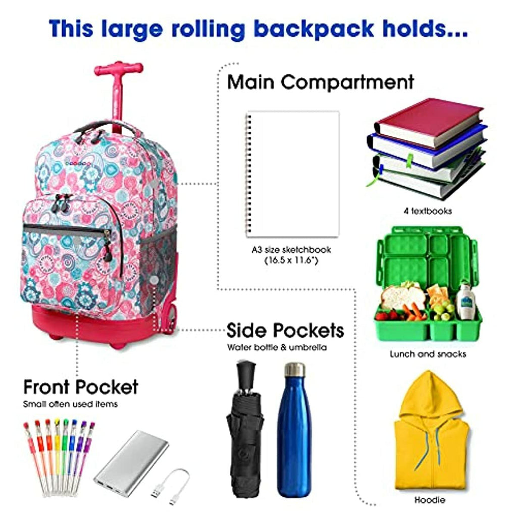 J World New York Sunrise Rolling Backpack, Blue Raspberry, One Size