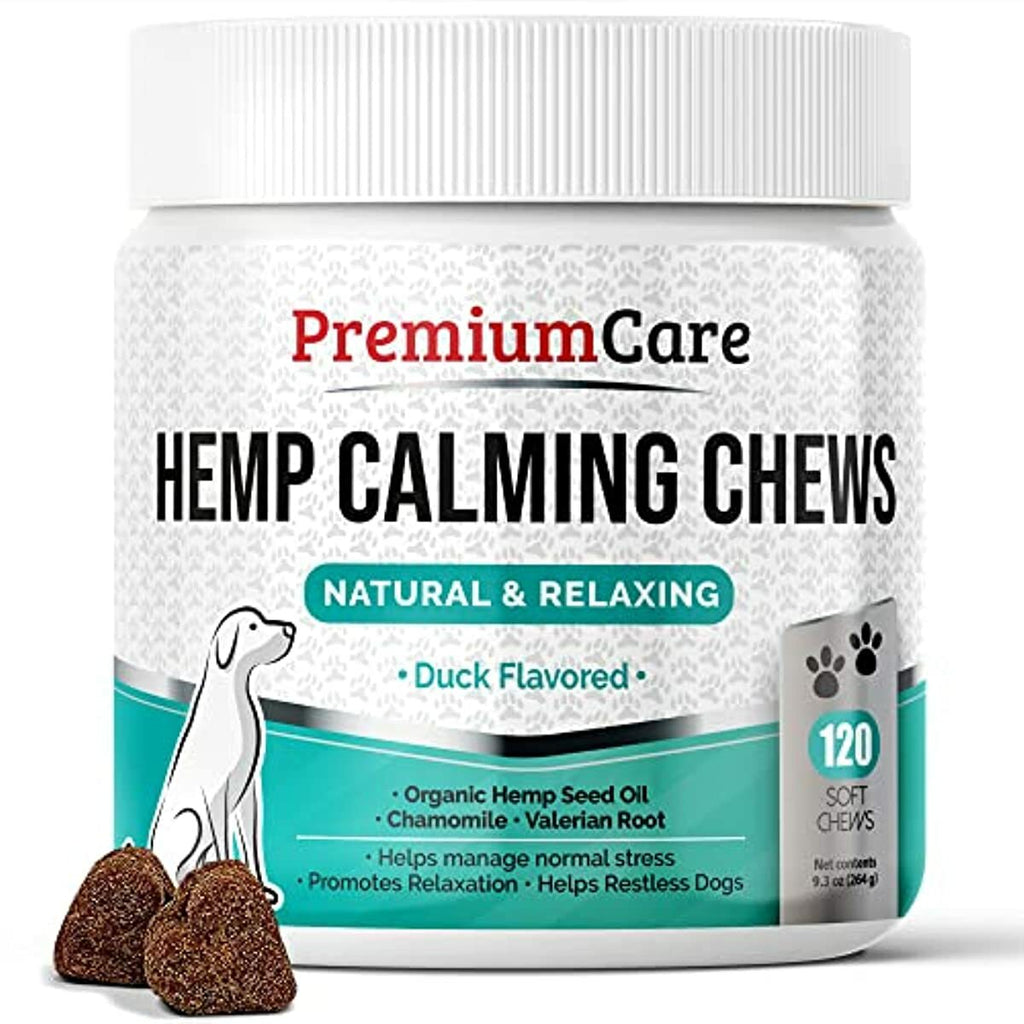 PREMIUM CARE Hemp Calming Chews for Dogs, Made in USA - Helps with Dog Anxiety, Separation, Barking, Stress Relief, Thunderstorms and More, 9.3 oz (264g), 120 Count
