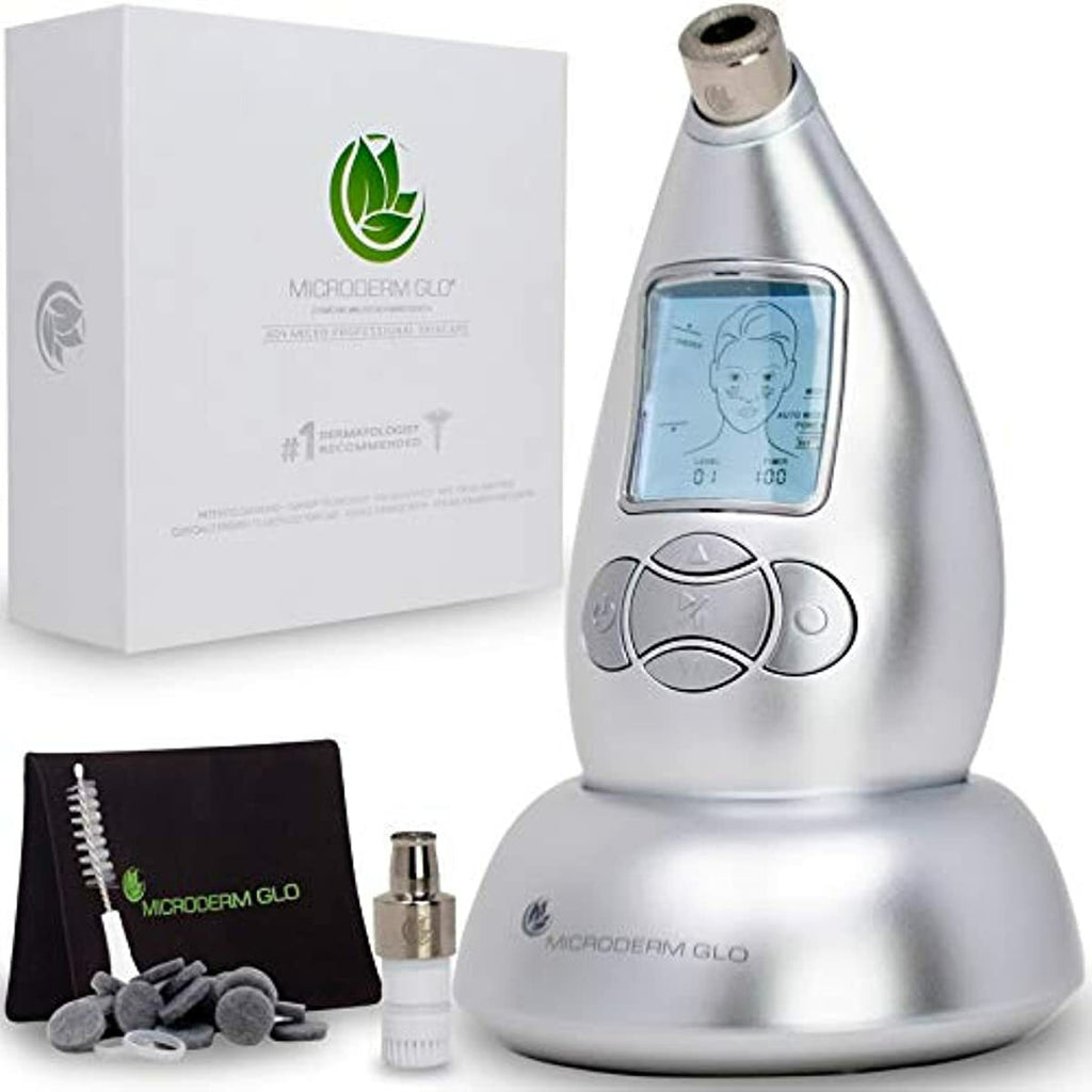 Microderm GLO Diamond Microdermabrasion Machine and Suction Tool - Clinical Micro Dermabrasion Kit for Tone Firm Skin, Advanced Home Facial Treatment System & Exfoliator For Bright Clear Skin