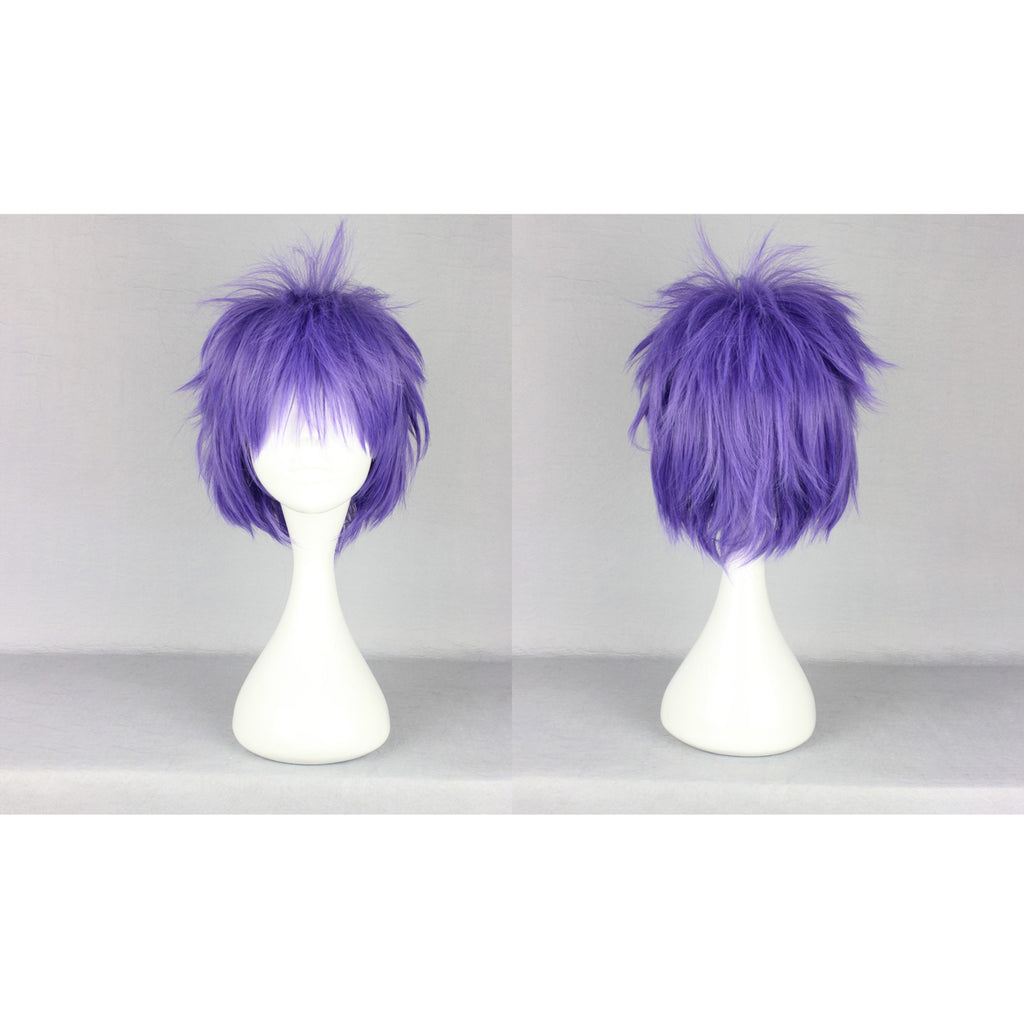 Human Hair Wigs for Women with Wig Cap Straight Hair 12" Purple Wigs