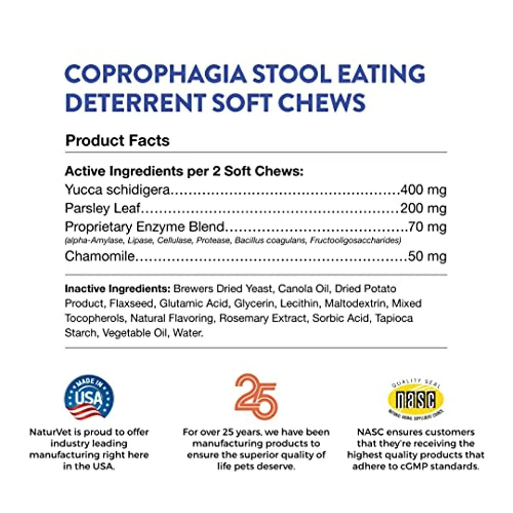 NaturVet – Coprophagia Stool Eating Deterrent Plus Breath Aid | Deters Dogs from Consuming Stool | Enhanced with Breath Freshener, Enzymes & Probiotics