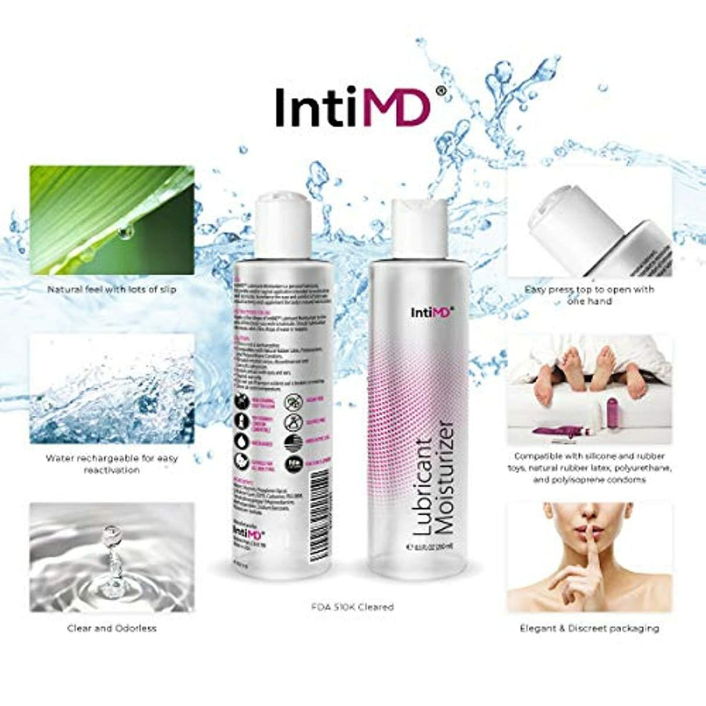 IntiMD Personal Lubricant Moisturizer Water Based Lube, FDA 510K Cleared, Long Lasting, Sensitive Skin Friendly - 8.5oz