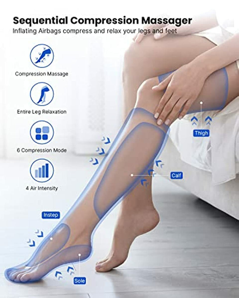 RENPHO Leg Massager for Circulation and Pain Relief, Air Compression Foot Leg Calf Thigh Massage, Helps for Reduce Swelling, 6 Modes 4 Intensities, Gifts for Him Her