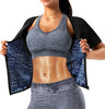 DYUAI Sauna Shrit for Women Sauna Short Sleeve Sauna Sweat Vest Sauna Suit Body Shaper Training Vest Heat Trapping Shirt Top