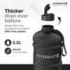 HYDRATE XL Jug Half Gallon Water Bottle - BPA Free, Flip Cap, Ideal for Gym, Large Sports Bottle, Extra strong material - Matte Black (74 oz water bottle)