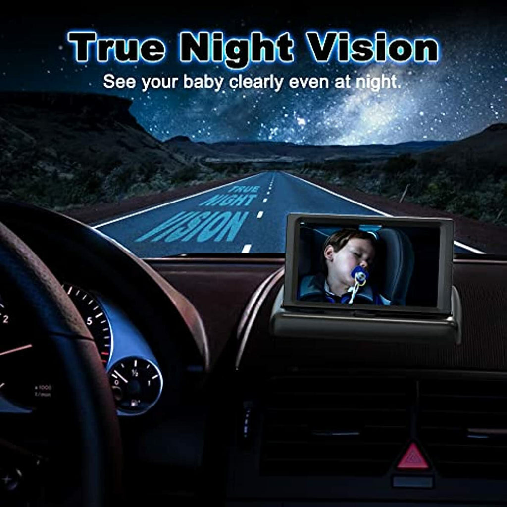 Baby Car Camera, BABYMUST 1080P Baby Car Monitor with Night Vision Function, 4.4”HD Wide View Car Seat Mirror to Observe Baby's Every Movement While Driving, Baby Car Mirror with 360° Fixable Camera