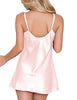 RSLOVE Satin Lingerie for Women Chemises Nightgown Sexy Sleepwear Mini Slip Short Silk Nightwear