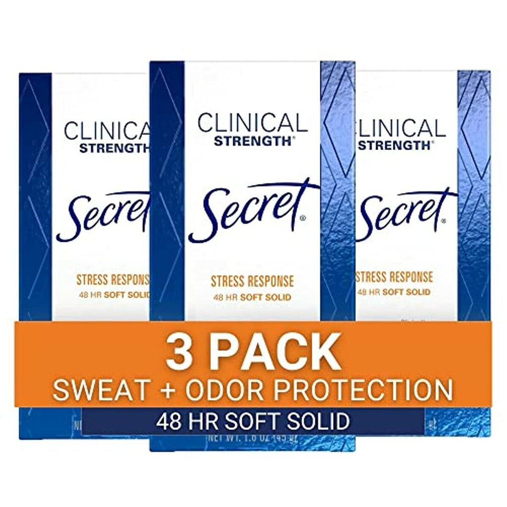Secret Clinical Strength Antiperspirant and Deodorant for Women, Soft Solid, Stress Response, 1.6 oz, Pack of 3