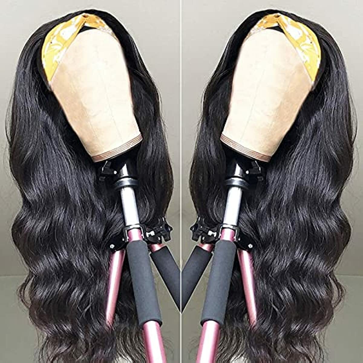 catti Headband Wigs for Black Women Body Wave Headband Wig Human Hair Wigs Brazilian Virgin Hair Machine Made Wigs Headband Wig 150% Density (18" Headband wigs)