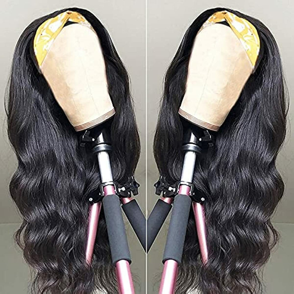 catti Headband Wigs for Black Women Body Wave Headband Wig Human Hair Wigs Brazilian Virgin Hair Machine Made Wigs Headband Wig 150% Density (18" Headband wigs)