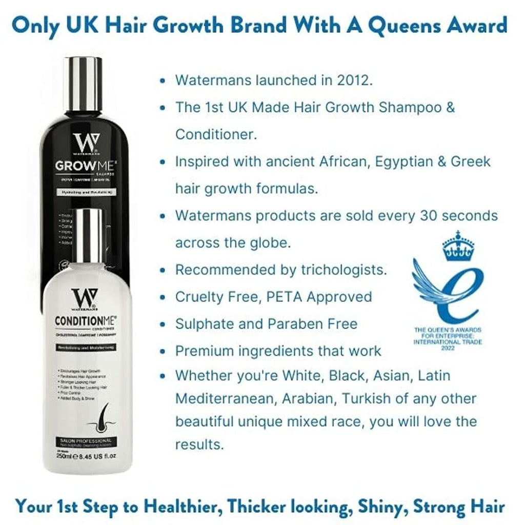 Hair Growth Shampoo & Conditioner set by Watermans - Boost your Growth, Suffering with Hair Problems Try this Award winning combo. Great for female and male hair loss problem.