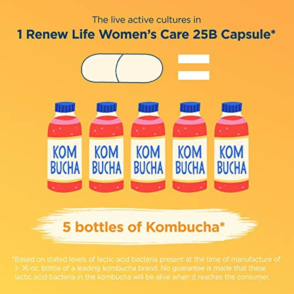 Renew Life Probiotics for Women, 25 Billion CFU Guaranteed, Probiotic Supplement for Digestive, Vaginal & Immune Health, Shelf Stable, Soy, Dairy & Gluten Free, 30 Capsules