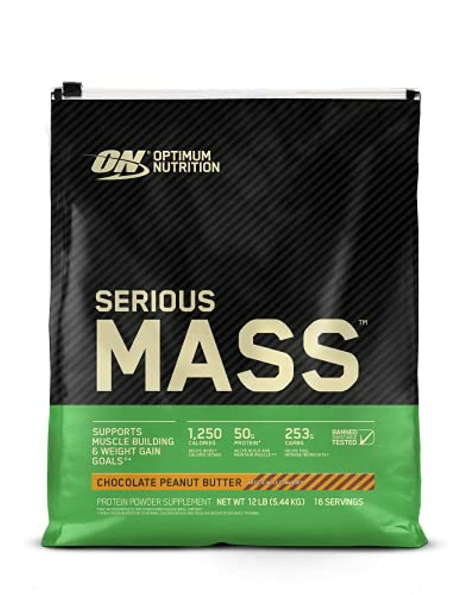 Optimum Nutrition Serious Mass Weight Gainer Protein Powder Vitamin C Zinc and Vitamin D for Immune Support Vanilla 12 Pound (Packaging May Vary-Different Flavors))