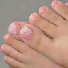 Outyua Flower Short Press on Toenails Square False Toenail Glossy Cute Acrylic Fake Toe Nails Full Cover Artificial Feet Fake Toe nail for Women and Girls 24pc (Daisy)