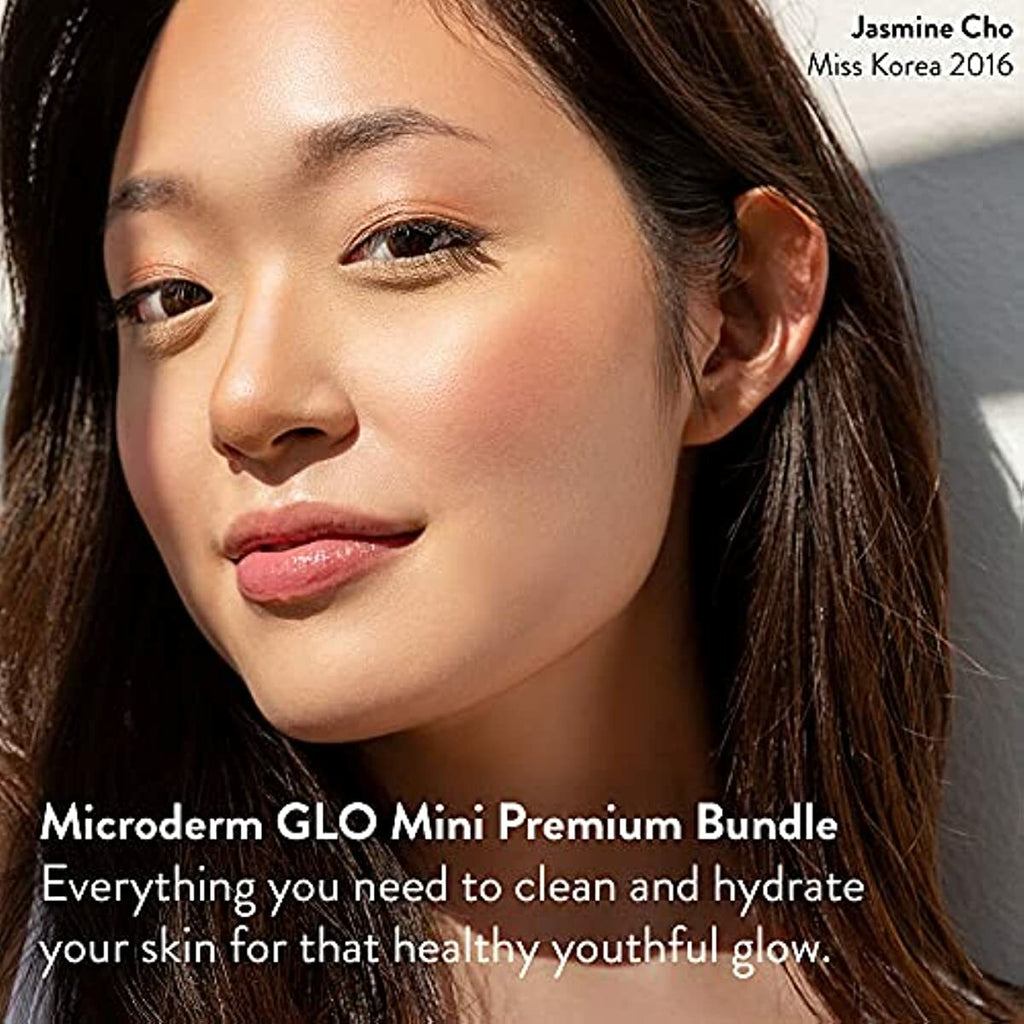 Microderm GLO MINI Premium Skincare Bundle - Includes Blackhead Remover Vacuum Tool, 8mm Filters 30 pack, Peptide Complex Serum. Best Anti Aging Treatment Black Head Remover and Pore Extractor Kit