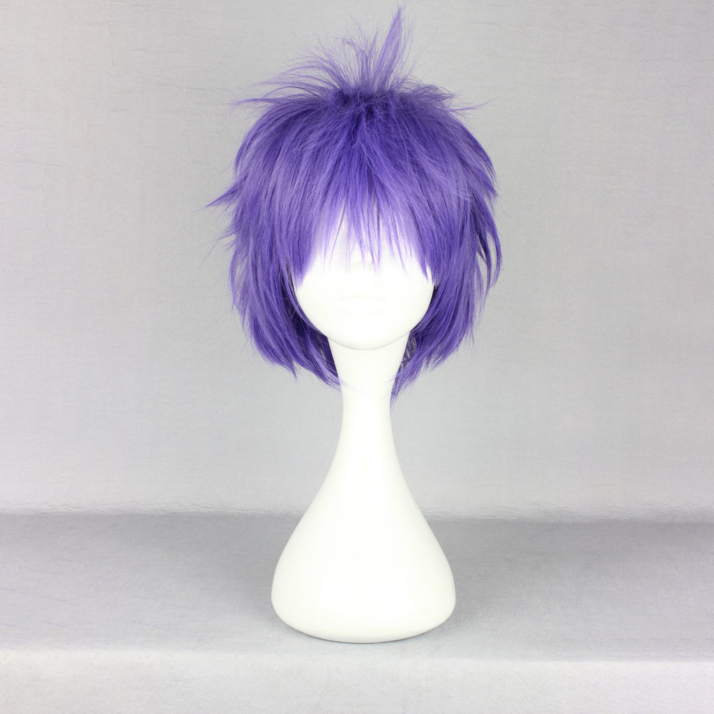 Human Hair Wigs for Women with Wig Cap Straight Hair 12" Purple Wigs