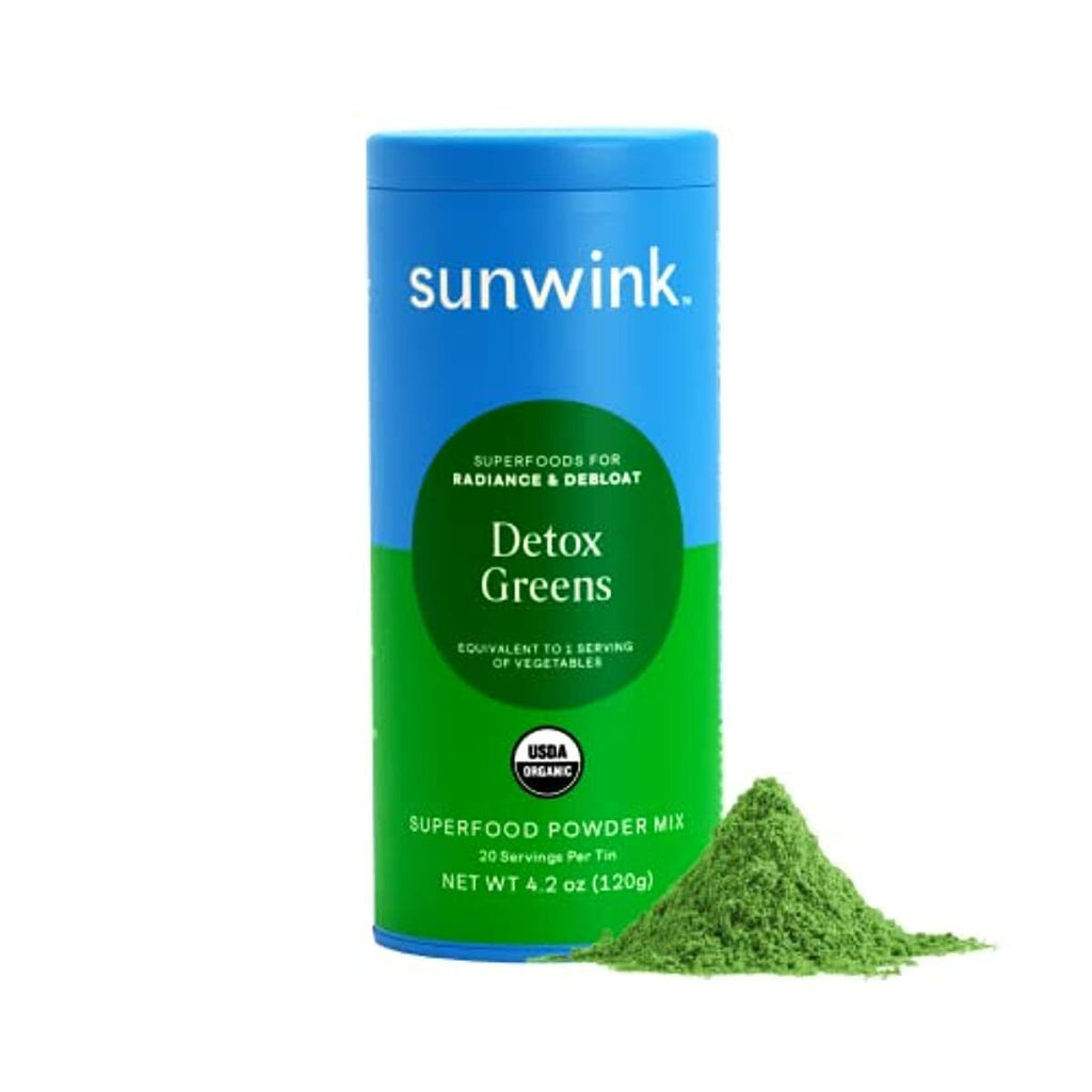 Sunwink Detox Greens Superfood Powder | Organic, Green Superfood Powder for Gut Health and Detox with Celery, Wheatgrass, Spinach, Spirulina | Green Juice Powder, 20 Servings