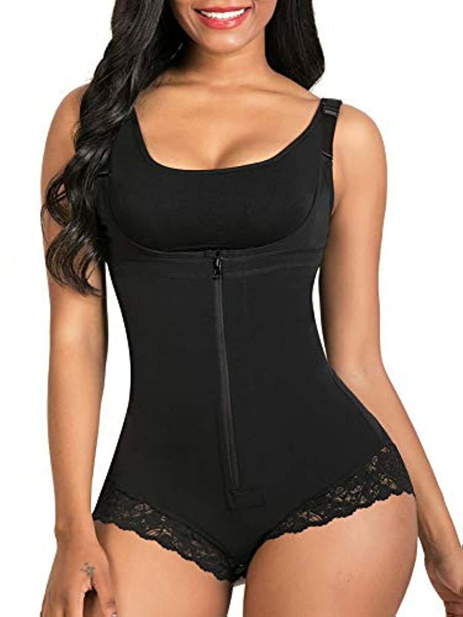 SHAPERX Shapewear for Women Tummy Control and Body Shaper Zipper Open Bust Bodysuit-LOOK SLIMMER & CHARMING