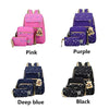 Star Print Girls Black Canvas Backpacks Set for School, School Bags Bookbags for Teenage Girls, with Crossbody Bag, 3 Pieces