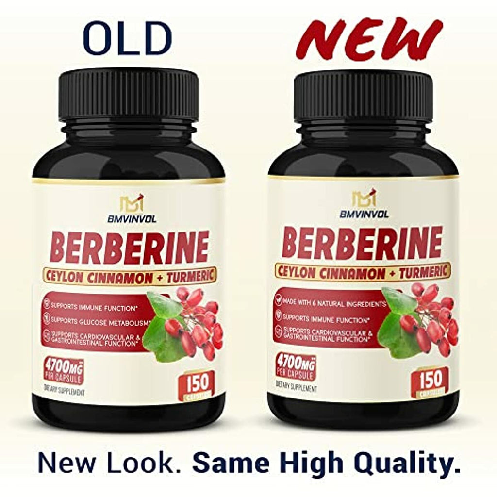 Berberine Supplement 4700mg - 5 Months Supply - High Potency with Ceylon Cinnamon, Turmeric - Supports Immune System, Cardiovascular & Gastrointestinal Function - Berberine HCl Supplement Pills