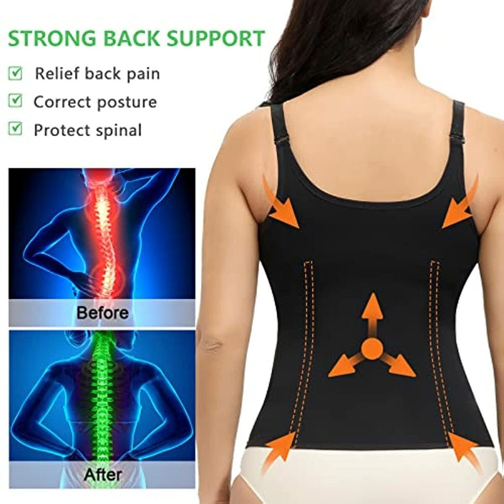 Waist Trainer Vest for Women,Zipper Corset Body Shaper for Tummy Control Neoprene Cincher Tank Top with Straps-EFFICIENT FAT BURNING & BACK SUPPORT