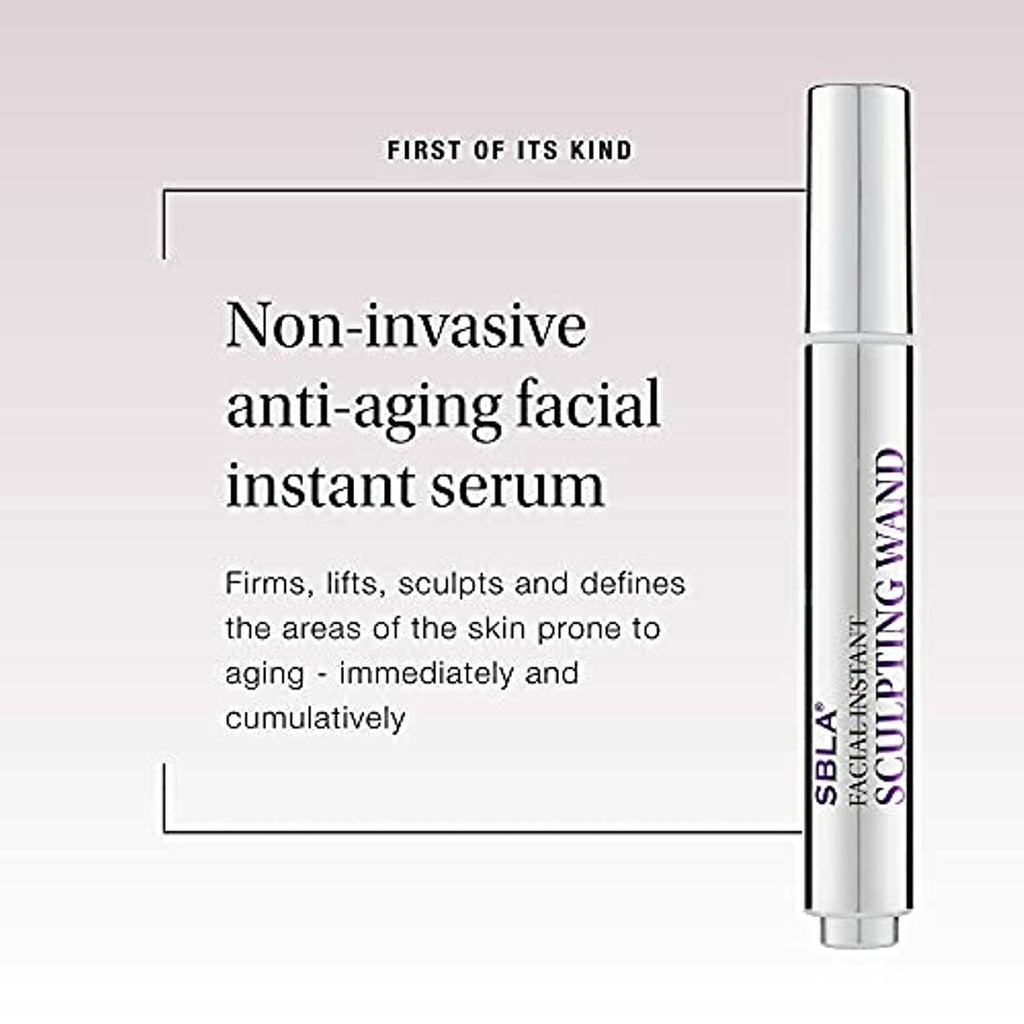 SBLA Vitamin C Serum for Face with Hyaluronic Acid, Facial Sculpting Wand, Anti-Aging Serum | Firms & Lifts Lines Around Eyes, Forehead, Lips, Nasolabial Folds & Cheeks | 0.23 Fl Oz (100 doses)