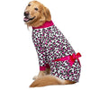 Miaododo Medium Large Dog Dresses Pajamas，Leopard Prints Ribbon Lightweight Pullover Dog Onesie Shirt,Full Coverage Dog Pjs Dog Jumpsuit Clothes Apparel (32, Dark Pink)