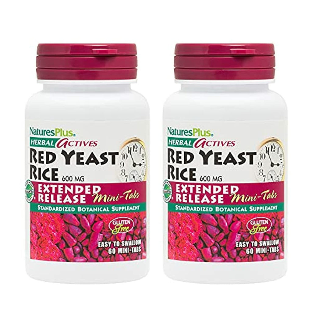 NaturesPlus Herbal Actives Red Yeast Rice, Extended Release - 600mg, 120 Mini Tablets - Herbal Supplement, Cholesterol Support - Vegan, Vegetarian, Gluten-Free - 60 Servings