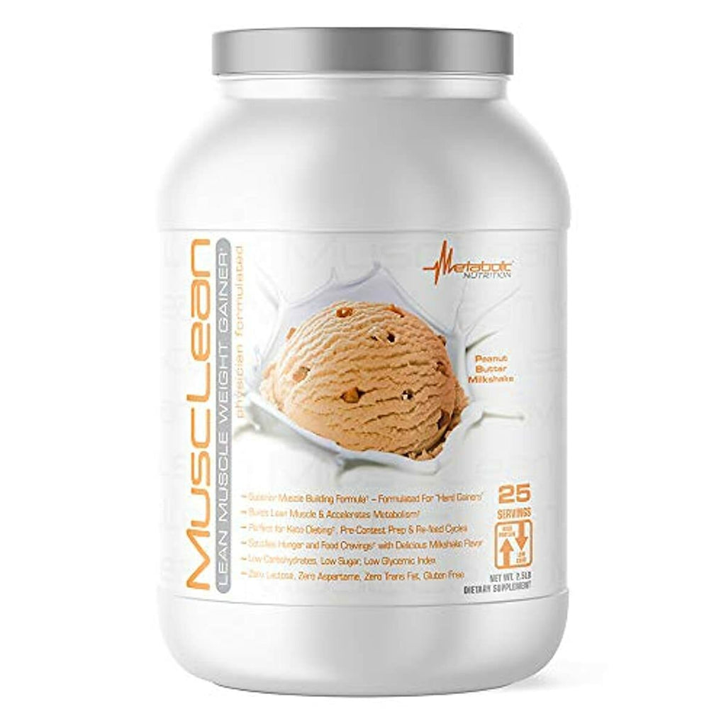 Metabolic Nutrition - Musclean - Milkshake, Whey High Protein Meal Replacement, Maintenance Nutrition, Low Carb, Keto Diet, Digestive Enzymes, Peanut Butter, 5 Pound & 2.5 Pound (50 ser)