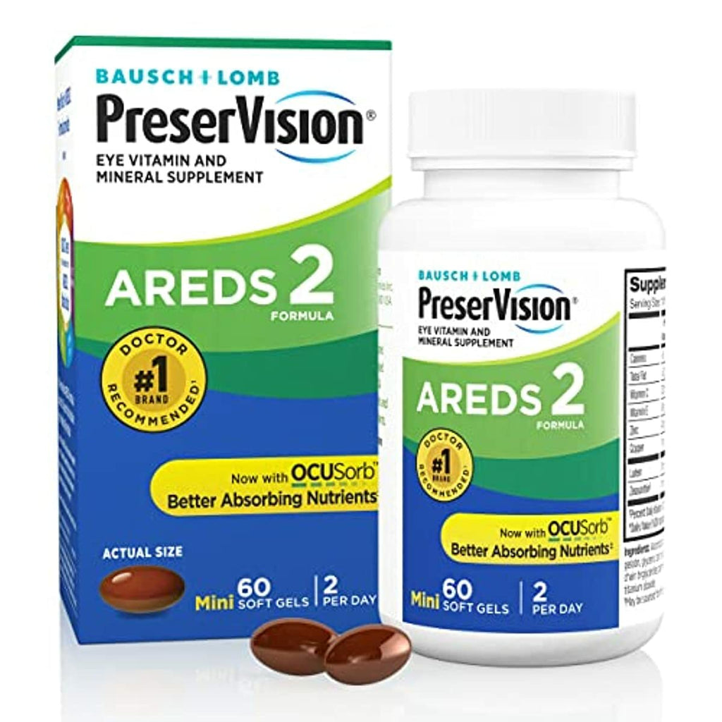 PreserVision AREDS 2 Eye Vitamin & Mineral Supplement, Contains Lutein, Vitamin C, Zeaxanthin, Zinc, Copper & Vitamin E, 60 Softgels (Packaging May Vary)