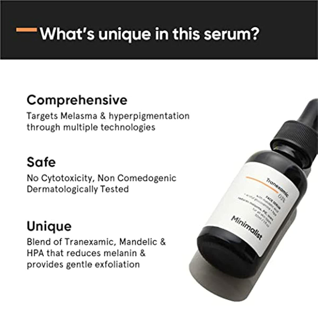 Minimalist 3% Tranexamic Acid Face Serum for Pigmentation& Acne Scars | Face Serum with HPA | 30 ml