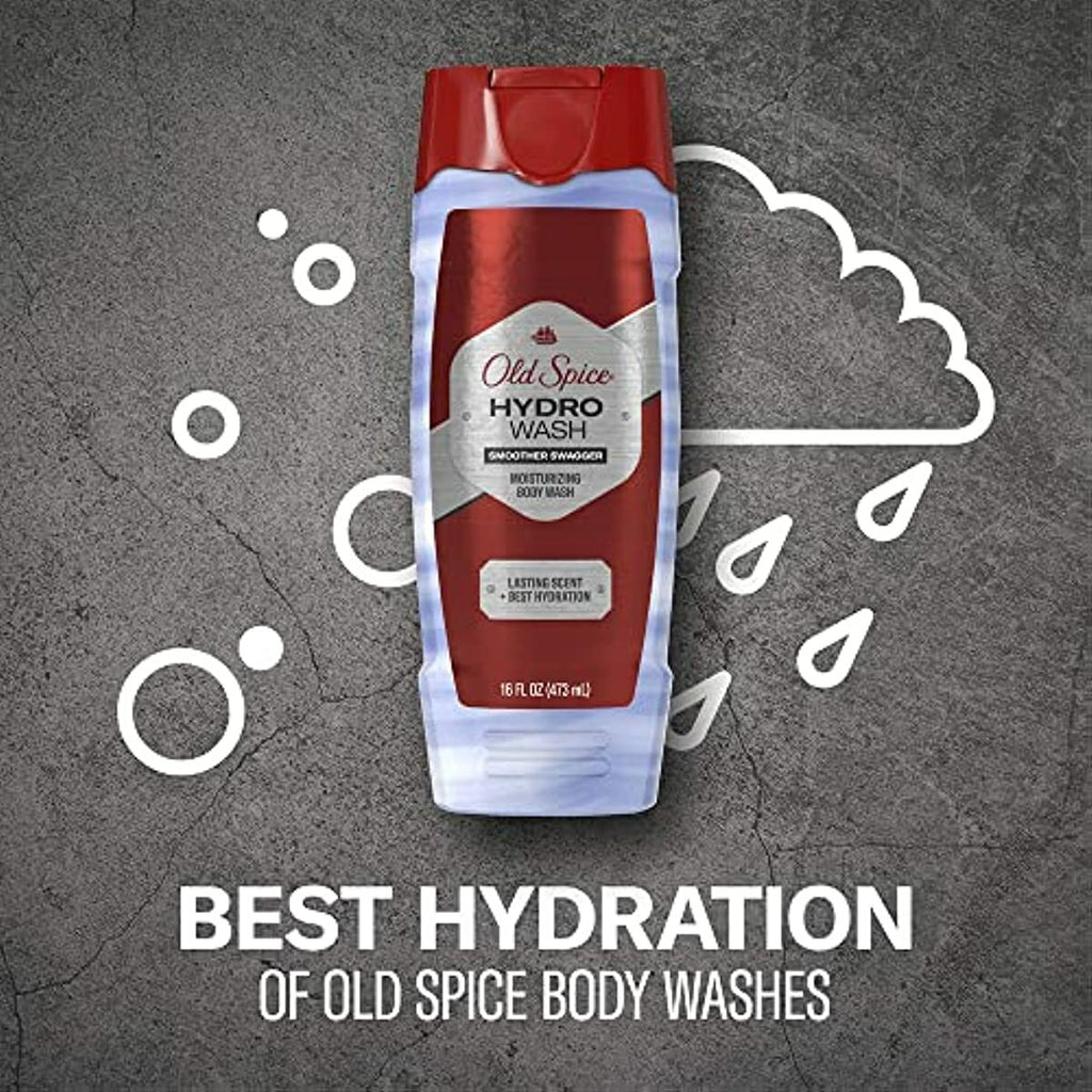Old Spice Hydro Body Wash for Men, Smoother Swagger Scent, Hardest Working Collection, 16 Ounce (Pack of 4)