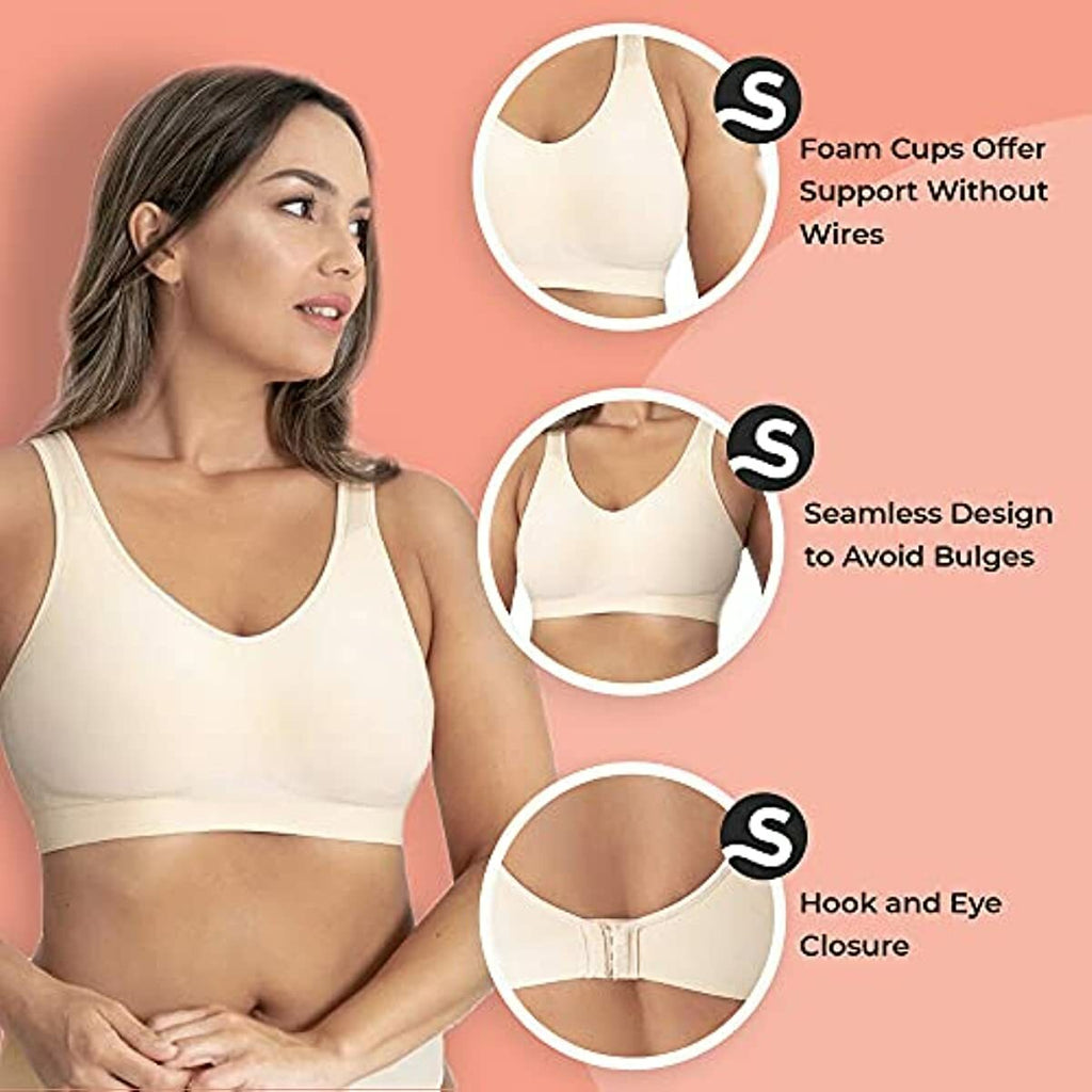 Shapermint Compression Wirefree High Support Bra for Women Small to Plus Size Everyday Wear, Exercise and Offers Back Support