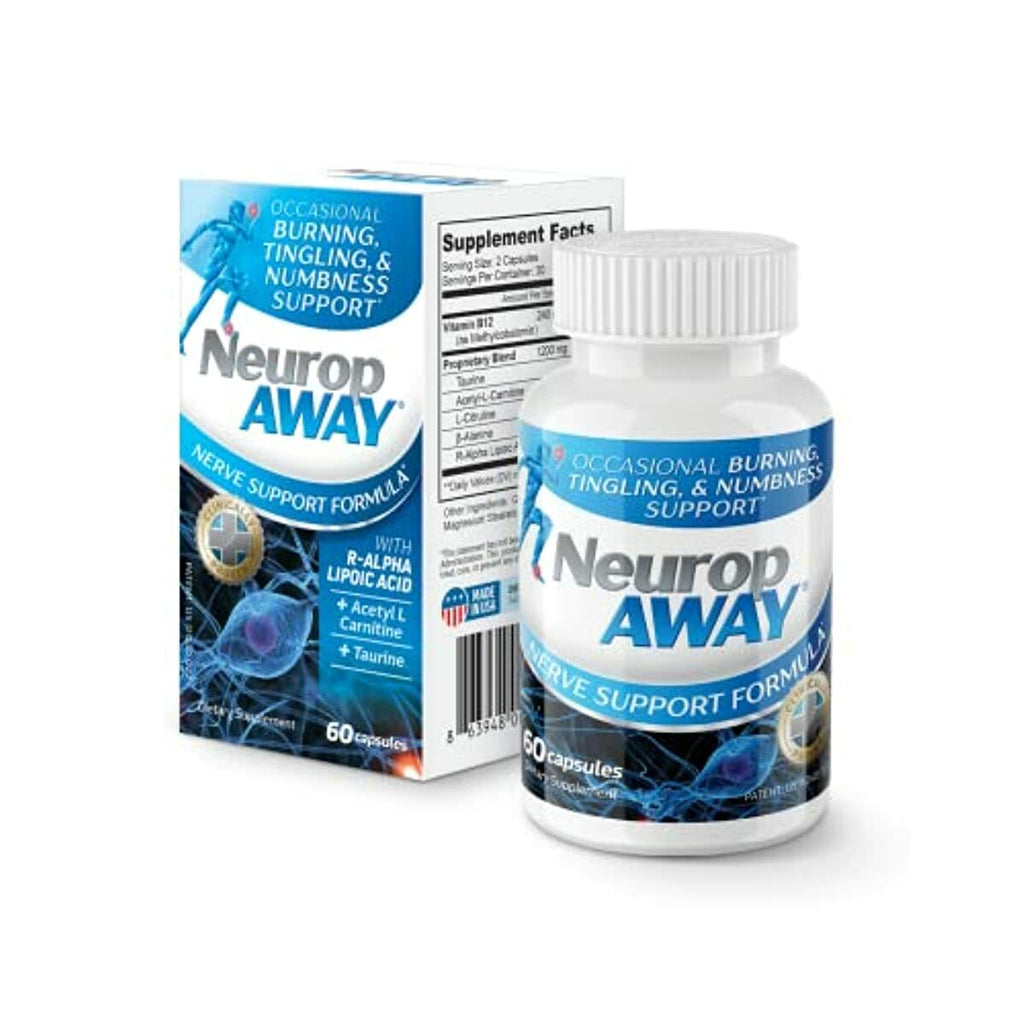 NeuropAWAY Nerve Support, Clinically Proven Patented Formula for Occasional Nerve Discomfort, Burning, Tingling, & Numbness in Fingers, Hands, Toes & Feet, 60 Daily Capsules