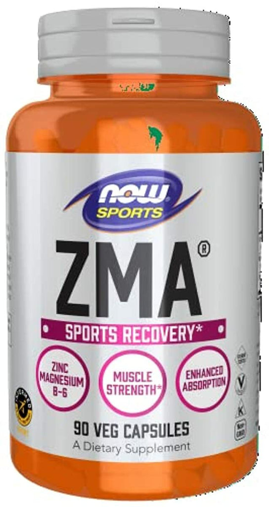NOW Sports Nutrition، ZMA (زنك ، مغنيسيوم وفيتامين ب 6) ، امتصاص معزز ، تعافي رياضي * ، 90 كبسولة